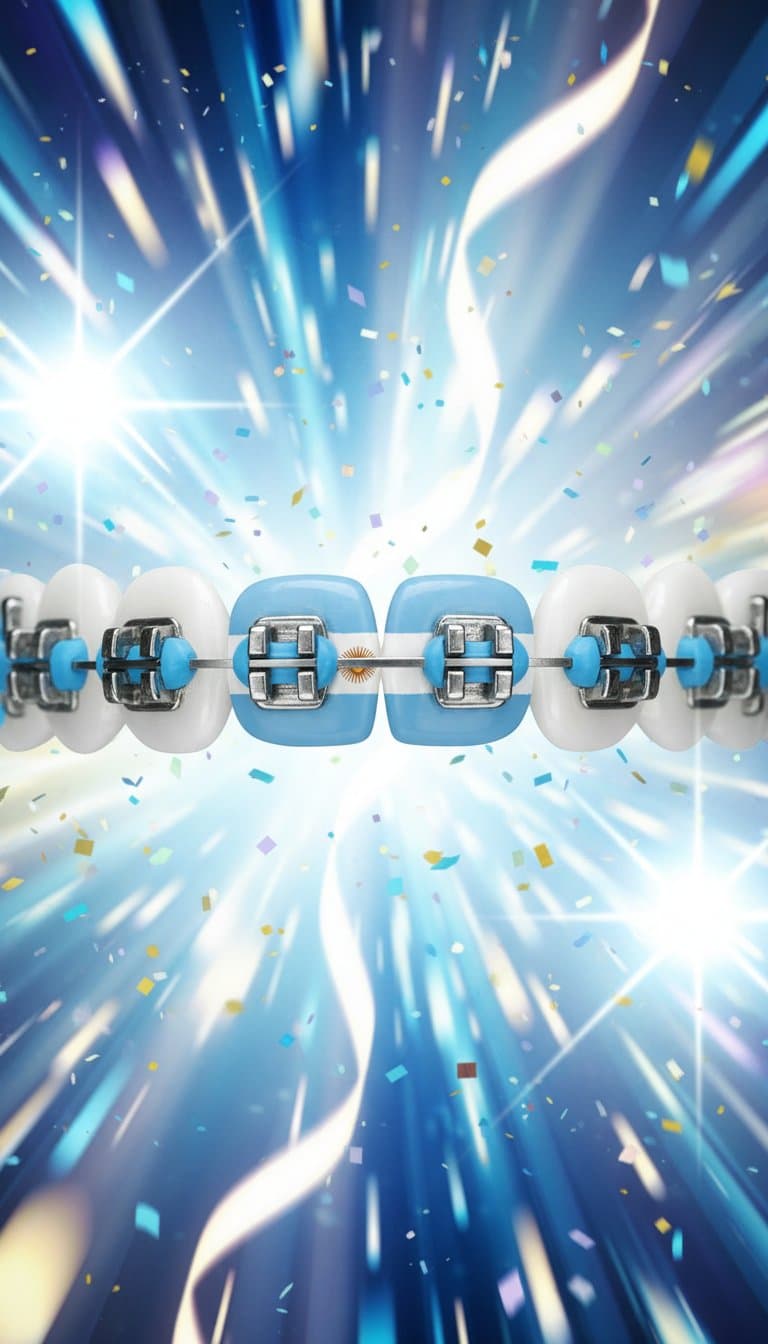 Caso 3: Close-up de brackets con patrón bandera argentina - Imagen generada con IA