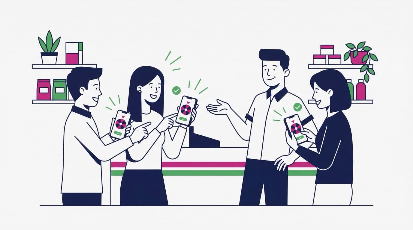 Clientes jugando en un local con sus celulares